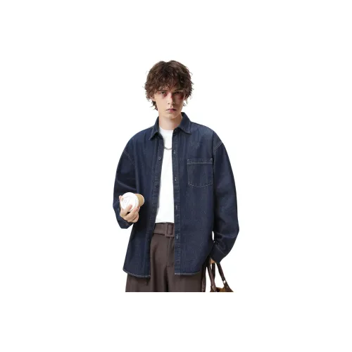 WOOD SOON Выстиранная джинсовая рубашка мужская