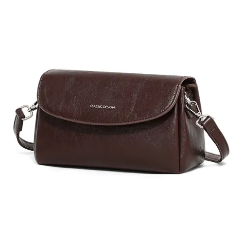 COMELY Коровья кожа Сумка через плечо Стандартная Женская Кофейная