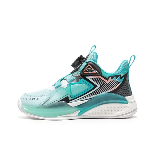 7 PE Детские баскетбольные кроссовки Low Топ Черный Морской синий [Осень и зима кожаный верх] Для школьного возраста