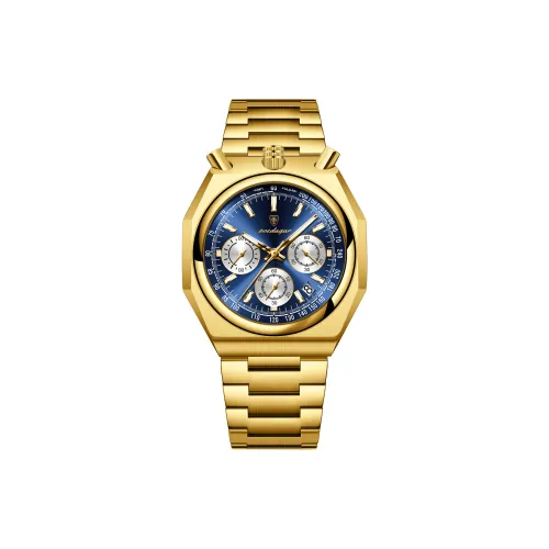 POEDAGAR Кварцевый механизм ремешок из нержавеющей стали мужские часы золотой циферблат