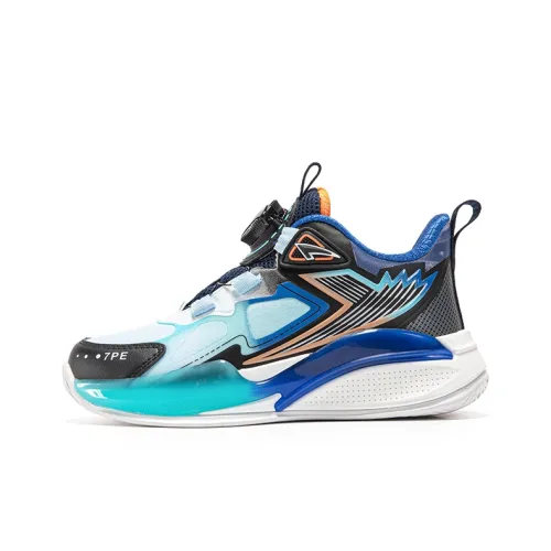 7 PE Rebound Поддержка Противоскользящие Анти-KICK Высокий Топ Детские Баскетбольные Кроссовки Темно-Синий Небесно-Синий 2025 Подростки