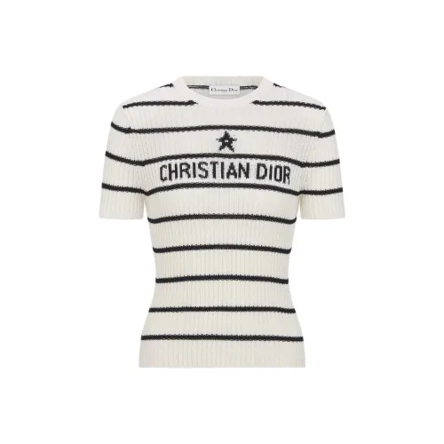 DIOR Экрю Морской синий Женская трикотажная одежда