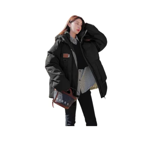 REIUW Элегантный черный женский пуховик