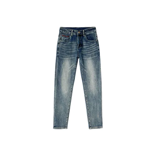 Jeep Темный Ностальгический Синий Унисекс Джинсы