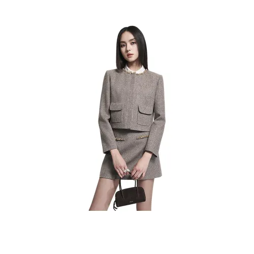 Caroline Кофе Женские Короткие Пальто