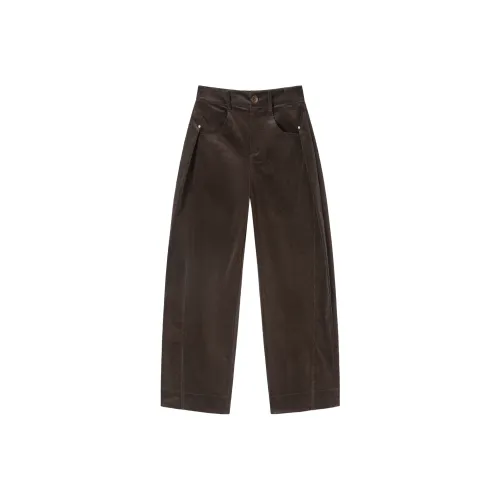 DIALOGUE Темный кофейный женские повседневные брюки