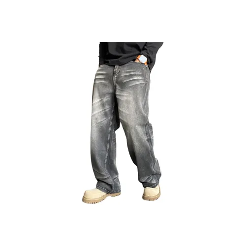 ZHANDASHUAI Черный Серый Унисекс Джинсы