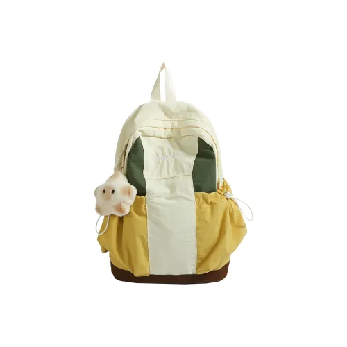 OURFUN Нейлоновый рюкзак большой унисекс экрю серый желтый