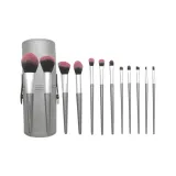 12 шт. Матовый Серебряный Набор Кистей для Макияжа + Серебряный Корпус