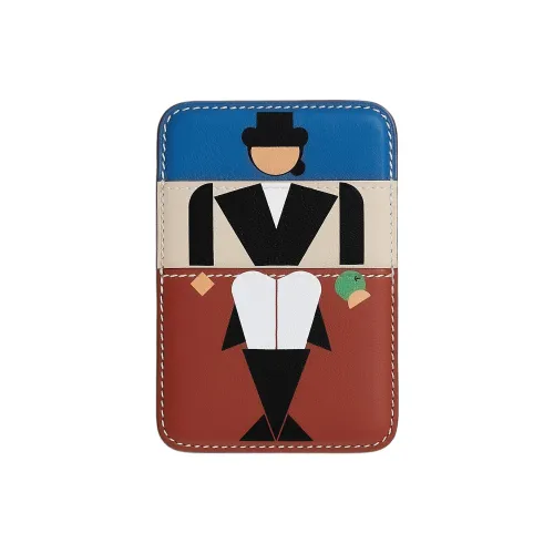 HERMES MagSafe Кожа Картхолдер Унисекс Глина Французский синий