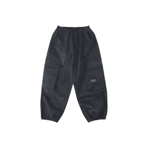 MUQINGQING Черные флисовые детские карго-брюки с подкладкой