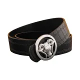 Серебряная пряжка + черный ремешок