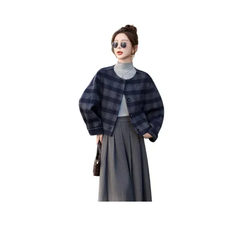 H YXIANG Синий Женское Короткое Пальто