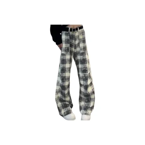 SHEXIU Gray Plaid Unisex Casual Pants SHEXIU Серые Клетчатые Унисекс Повседневные Брюки