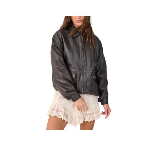 NASTY GAL Real Кожа OVERSIZED Bomber Куртка Кожа Куртка Женские