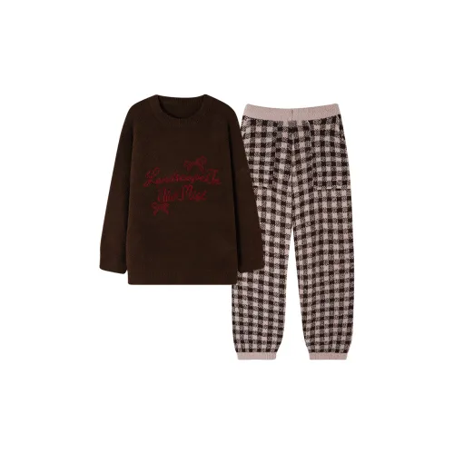 SHAQIAN L857054 Коричневый Женские Пижамные Комплекты