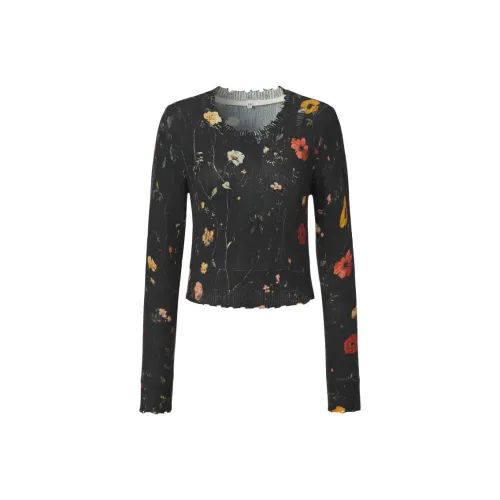 R13 Черный с цветочным узором Женские свитера