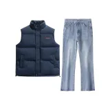 Синий жилет + светло-синие штаны