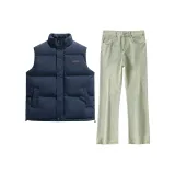 Синий жилет + желтые грязные штаны