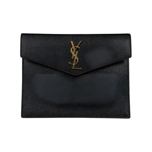 SAINT LAURENT UPTOWN Телячья кожа Конверт Сумка Клатч Маленький Женский Черный