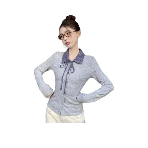 Mu Xiao Xin Светло-серый Женский Трикотаж