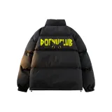 Чёрный (Жёлтый текст - хлопковый пуховик)