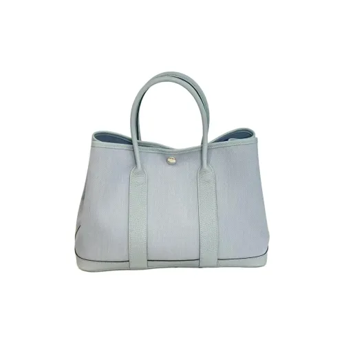 HERMES Garden Party Холст с Negonda Телячья кожа Сумка Женская Puppet Серый