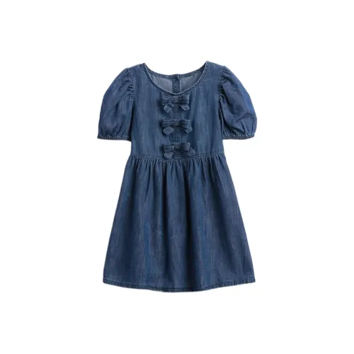 GAP Платье Деним Рукав Буф Арочное Платье Детское