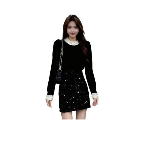 Mu Xiao Xin Черный Женские Комплекты с Юбкой