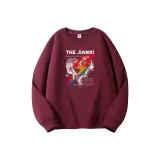 Бургундский свитшот с круглым вырезом (тонкий) - сердце, дымчатый белый