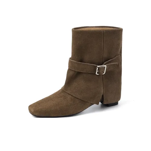 CHEYI Foldover Ботинки 5 см Женские Однотонные Ботильоны