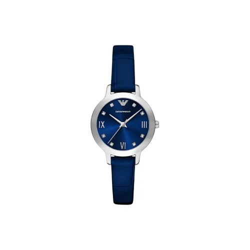 EMPORIO ARMANI Наручные часы Кварцевый механизм Кожаный ремешок 32 мм Синий циферблат Женские часы