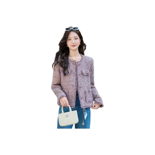 H YXIANG Фиолетовое Женское Короткое Пальто