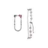 Розовое сердечко, ромб, жемчужный, двойная цепочка, серебряный, кошка, оболочка