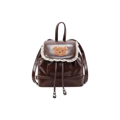 WRELS ПУ (полиуретан) Рюкзак Стандартный Женский Кофейный Черный Белый Бордовый