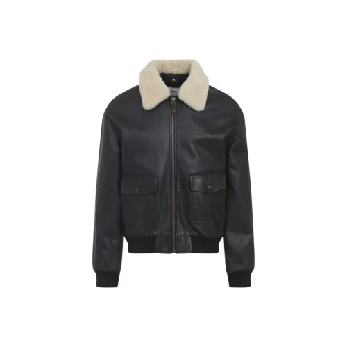 CELINE Мужские кожаные куртки темно-коричневого цвета