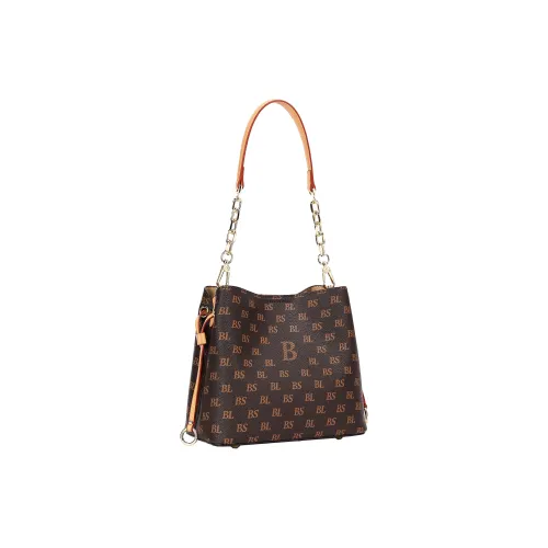 BASA BELA PVC с синтетической кожей ведрообразная сумка плечевая сумка среднего размера женская темно-коричневая