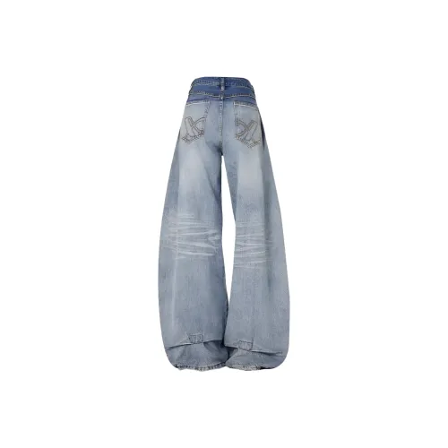 SNEIKLAU Светло-синие унисекс джинсы