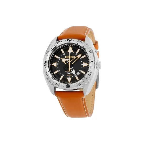 SEIKO Prospe Кварцевый механизм кожаный ремешок часы 46 мм мужские черный циферблат