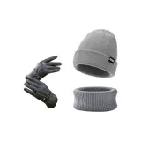 Белые полосы + Серые шапки и кепки + Шарф