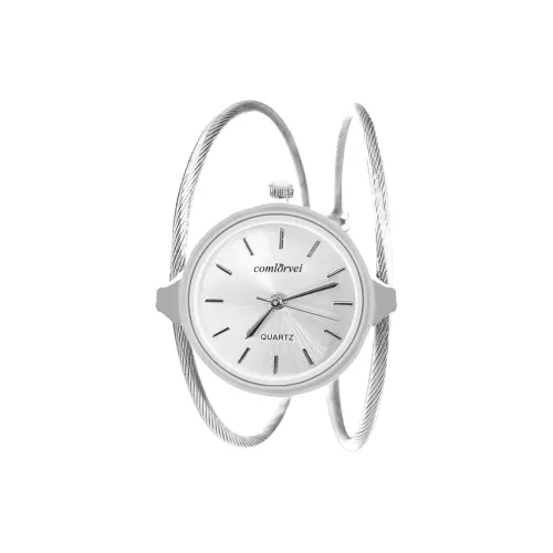 COMLORVEI Кварцевый механизм сплав ремешок женские часы белый циферблат