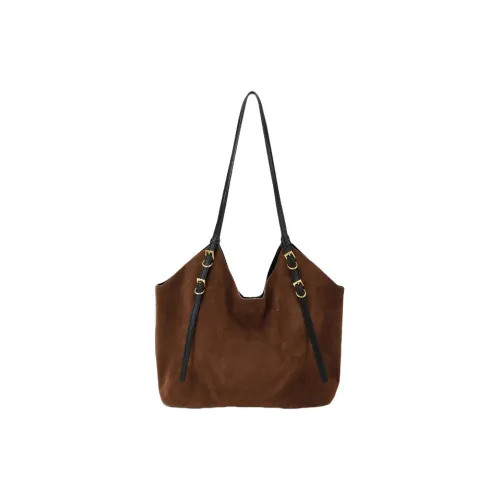 BEGOOER Плюшевая сумка на плечо стандартная женская замша кофе