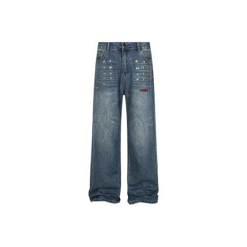 HOKLV Синий С подарками Съемный Застежка-липучка Унисекс Джинсы