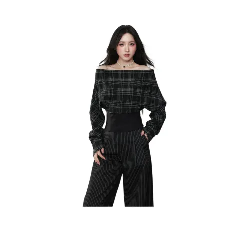 Sky Swan Черно-белая клетка Женские T-рубашки