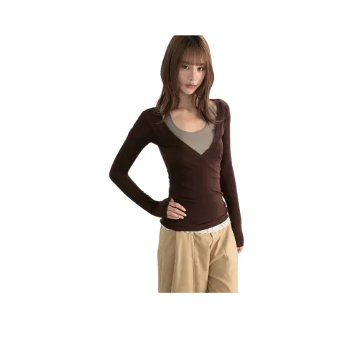 EVPGB Кофейный Серый Женский Трикотаж