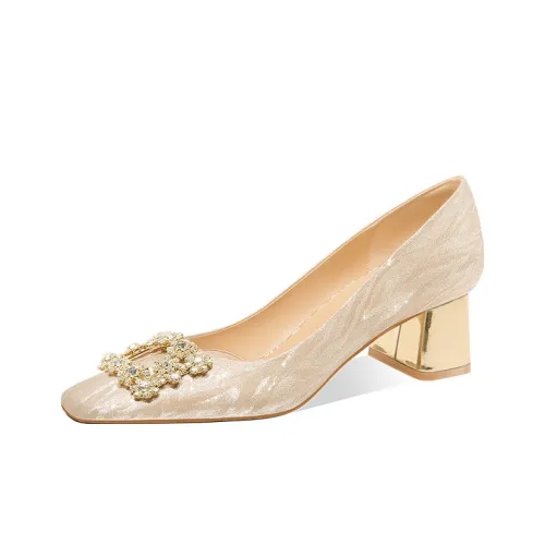 LOLY Высокие каблуки Golden Романтический Starry Sky 5CM Грубый каблук Женские