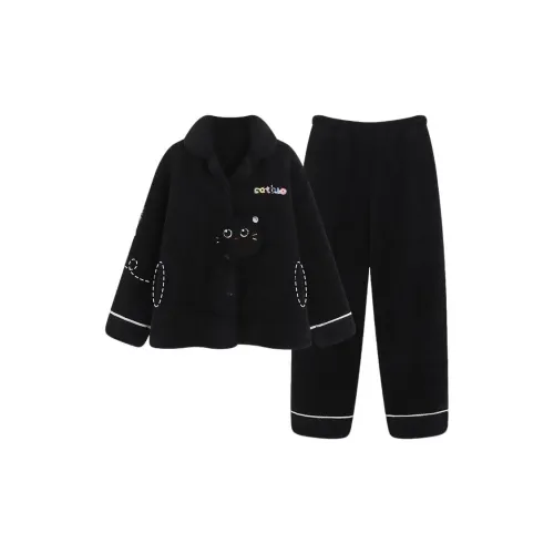 XIAOLIZI Черный Kitten Женские Пижамные комплекты