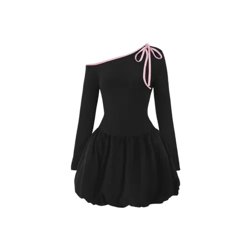 UYH Черные Женские Длинные Платья с Длинными Рукавами