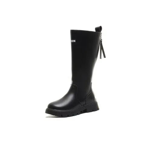 CHAOPAISHA Детские кожаные сапоги High Top LY1016 Черный флис с подкладкой из овчины Kids