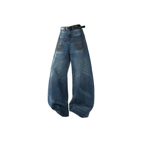 EOOVEN Темно-синий Унисекс Джинсы